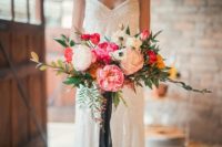 02 Bold bridal bouquet with lush peonies and textural greenery