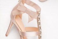 03 blush T-strap embellished wedding shoes with a bow