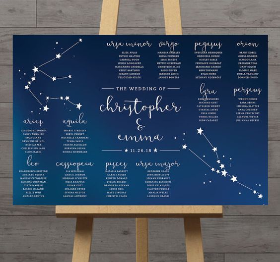 constellation seating plan in navy and white