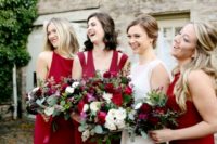 05 The bridesmaids were rocking mismatching berry-hued dresses