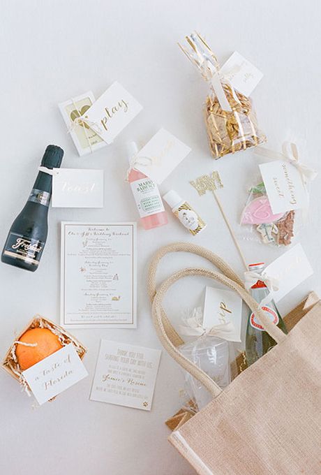 a simple fabric bag can be used after the wedding and will remind your guests of it