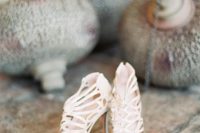 05 cream colored wedding heels with laser cut detailing