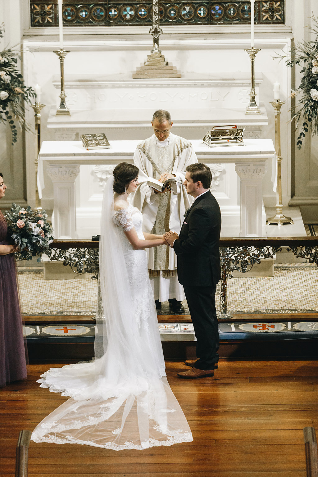 The ceremony was formal, in the most beautiful church of Savannah