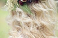 07 blush blooms and berry crown with fern for a woodland bride