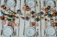 08 Enjoy the tablescape with copper and teal touches