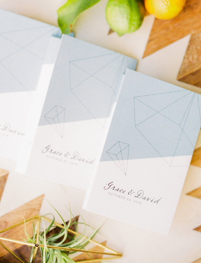 The wedding stationary was made with geo patterns and motifs
