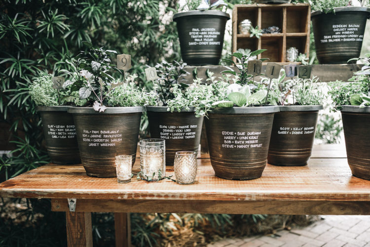 There were many herbs, and pots with them were used as a seating chart