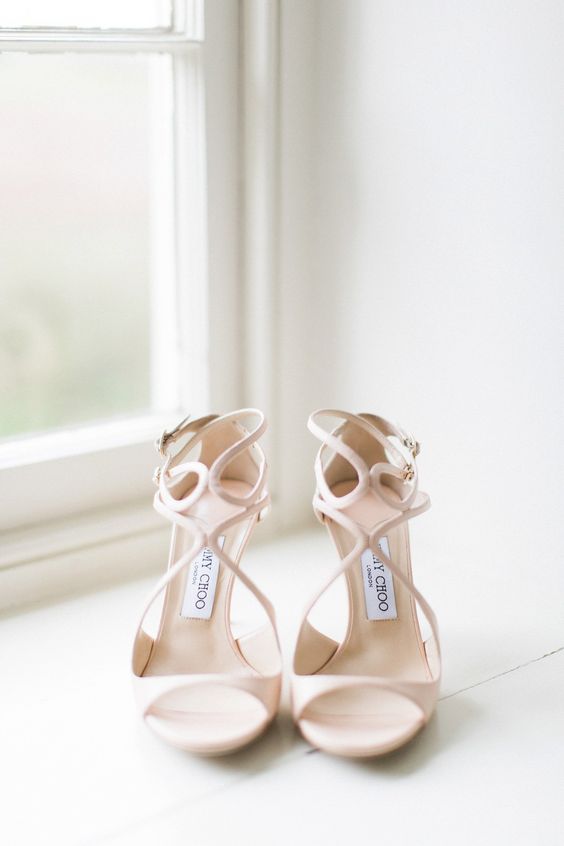 neutral cutout wedding sandals on heels for a refined look