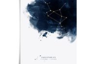 10 watercolor navy and white zodiac starsign constellation invites