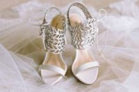 11 creamy wedding sandals with leaf laser cut decor