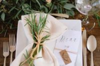 12 eucalyptus table runner with blush blooms and thistle