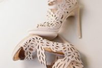 13 nude laser cut wedding heels with rhinestones