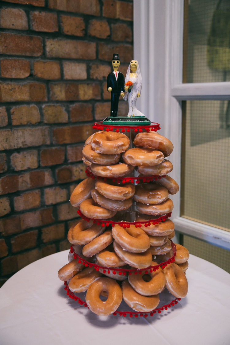The wedding cake was substituted by a donut tower