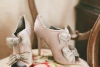 14 chic blush booties with peep toes with grey bows for decor