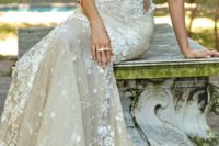 16 thin strap lace applique wedding dress with cutouts and a flattering scoop neckline