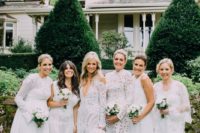 19 mix and match boho lace white bridesmaids’ dresses
