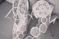 19 white laser cut wedding shoes with peep toes and lacing up