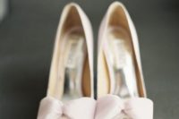 22 pink peep toe heels with fabric toecap bows