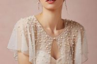 23 sheer blush bolero with a glitter edge and pearls all over