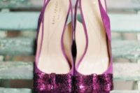 24 purple suede wedding shoes with sequined bows