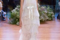 26 fringe boho-inspired layered wedding dress on straps with a bow