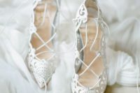 27 stunning white laser cut lace up heels for fashionable brides
