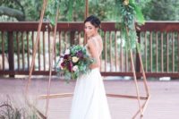 29 copper dimensional wedding arbor with greenery and flowers for a modern feel