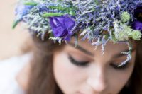30 textured purple flower crown with lavender