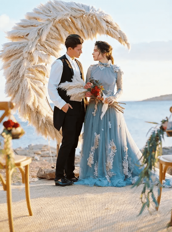 a romantic blue wedding dress