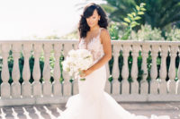 02 The bride was wearing a gorgeous mermaid wedding dress with an illusion lace bodice and a ruffled skirt