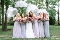 02 The bridesmaids were wearing mismatching lavender and blue maxi dresses