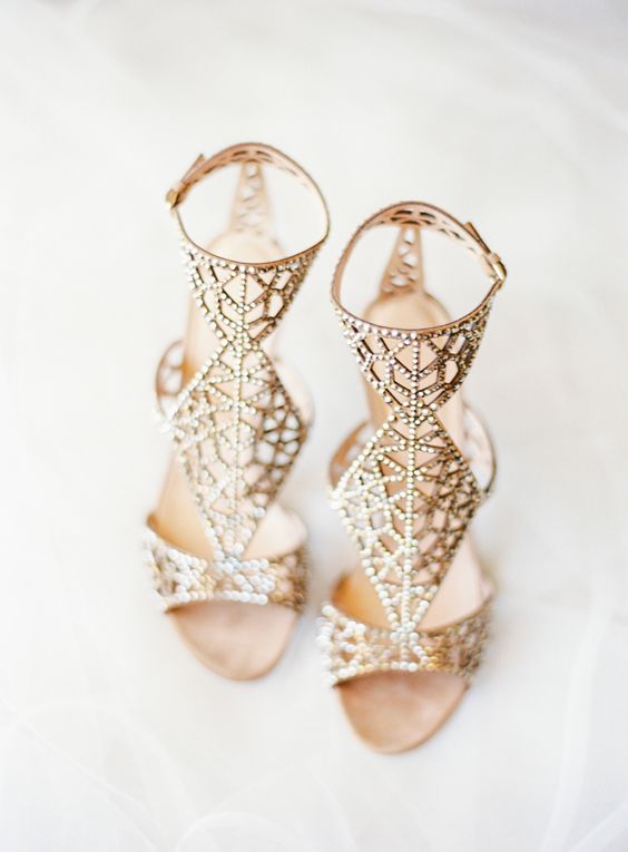 gold Sergio Rossi embellished sandals for a wow effect