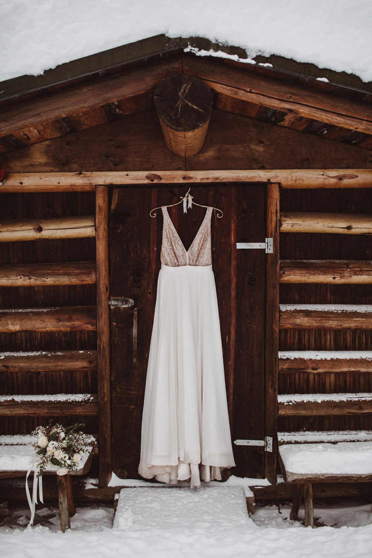 The bride was wearing a Truvelle wedding gown with a sequinned bodice and in soft pastels