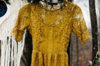 03 mustard boho lace wedding dress with short sleeves
