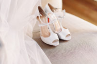04 The peep toe ankle strap wedding shoes with bows are pure elegance