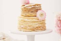 04 crepe wedding cake with fresh blooms