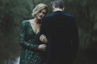 04 emerald large sequin V-neckline wedding dress with long sleeves