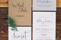 04 neutral stationary in light grey, white and with kraft paper for a neutral fall wedding