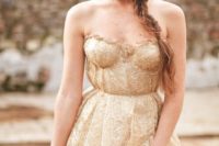 06 strapless gold wedding dress looks refined and very chic