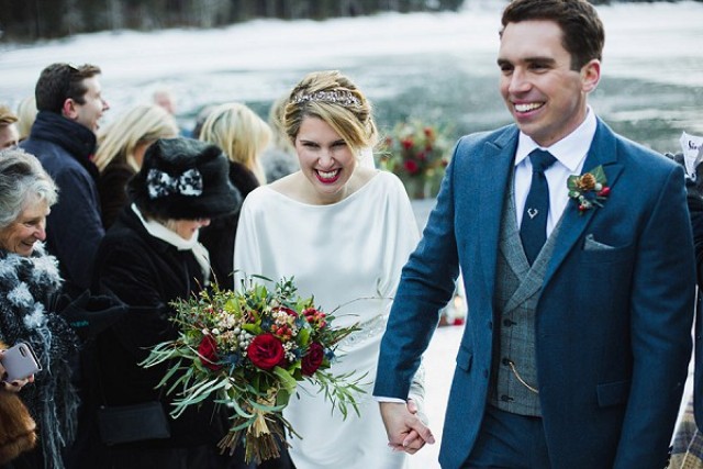 The ceremony took place by the frozen lake, so it looked like a real winter fairy tale