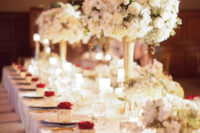 08 The wedding tablescape was done with white florals and touches of gold for more elegance