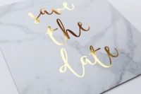 09 marble and gold save the date is a super chic idea