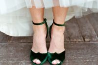 10 emerald peep toe wedding shoes with ankle straps