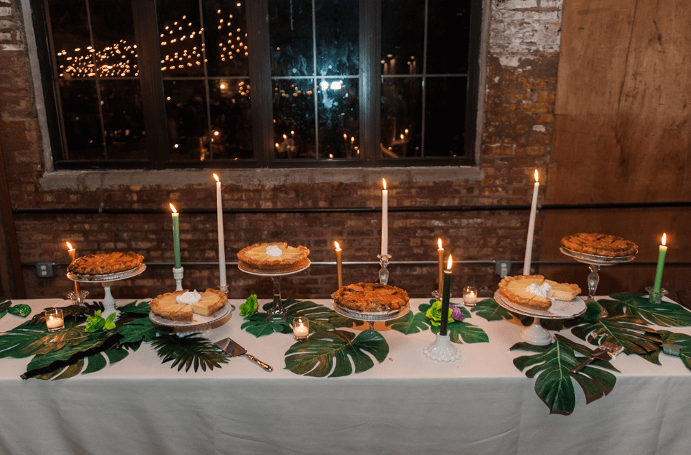 Home pies and cheesecakes were served for the wedding