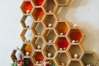 12 colorful hexagon dessert display with cupcakes looks unique