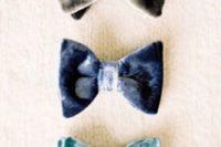 13 colorful velvet bow ties for grooms and groomsmen