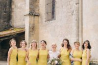 15 sleeveless halter neckline side slit bridesmaids’ dresses