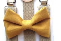 19 a mustard yellow bow tie is a great idea for any fall groom