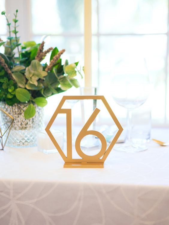 honeycomb shaped table number will fit any wedidng style
