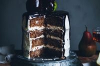 20 pear cardamom cake with brown butter frosting and chocolate drizzle